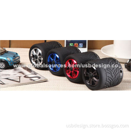 Round Tire Promotional Gift Speaker, 10 Meters Wireless Transmission